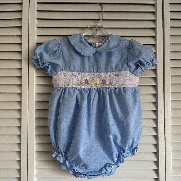 Rosalina Collections giraffe & flower smocked bubble girl’s size 18 months - Picture 1 of 8